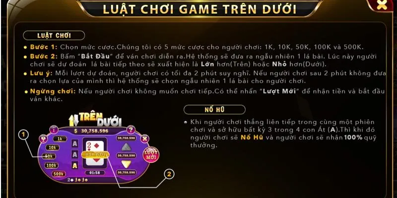 Game trên dưới go88 có luật chơi như thế nào? 