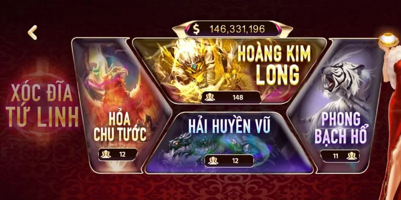 Xóc Đĩa Tứ Linh có 4 phòng game sôi nổi cho phép anh em thỏa sức chơi cược